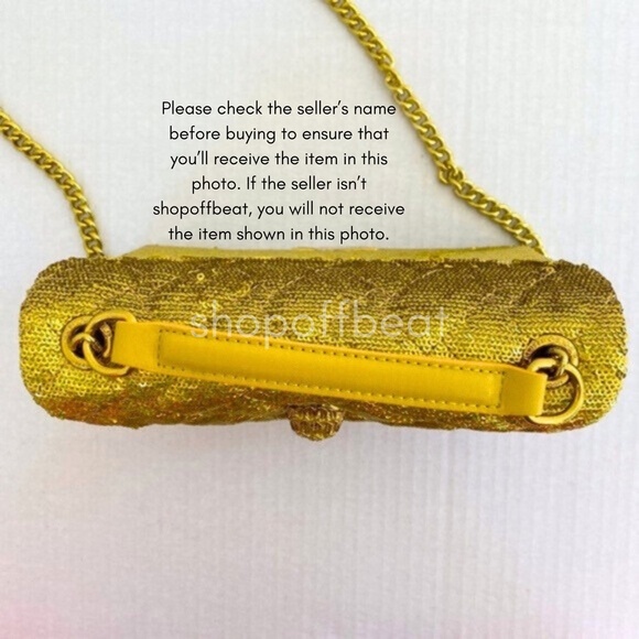 NEW Kurt Geiger Sequins Medium Kensington Bag Yellow - Picture 8 of 15